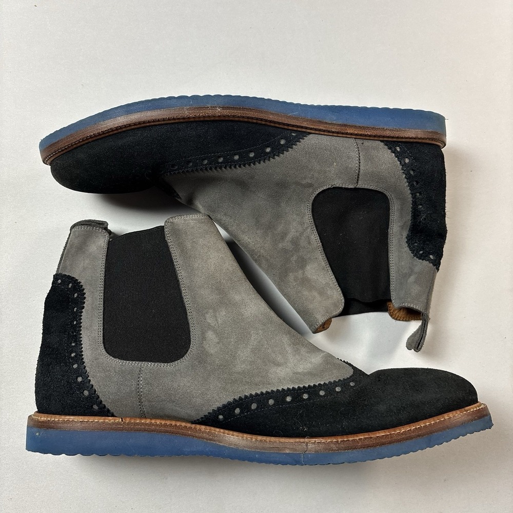 Crosby Square Suede Chelsea Boots Men's Size 12 Gray Black Leather Dress Casual